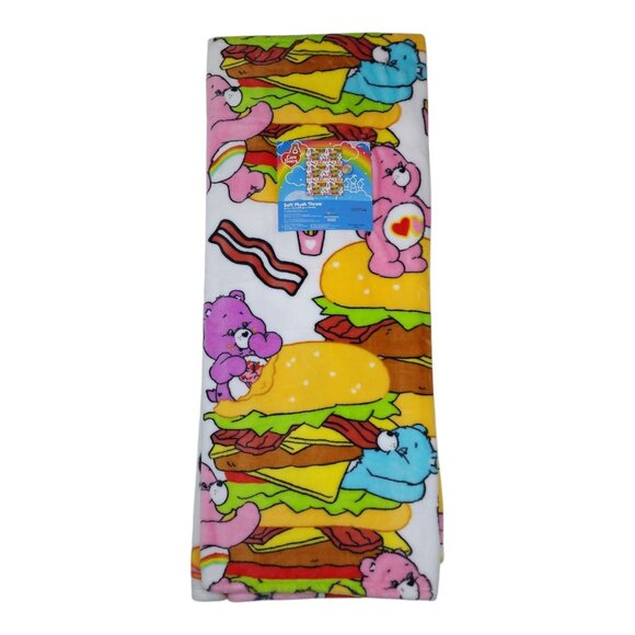 Care Bears Soft Plush Throw Blanket 50" X 70" Polyester Super Soft Hamburgers - Picture 1 of 15